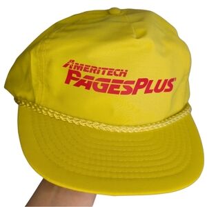 Vintage Ameritech‎ Pages Plus Men's Yellow Snapback Trucker Hat